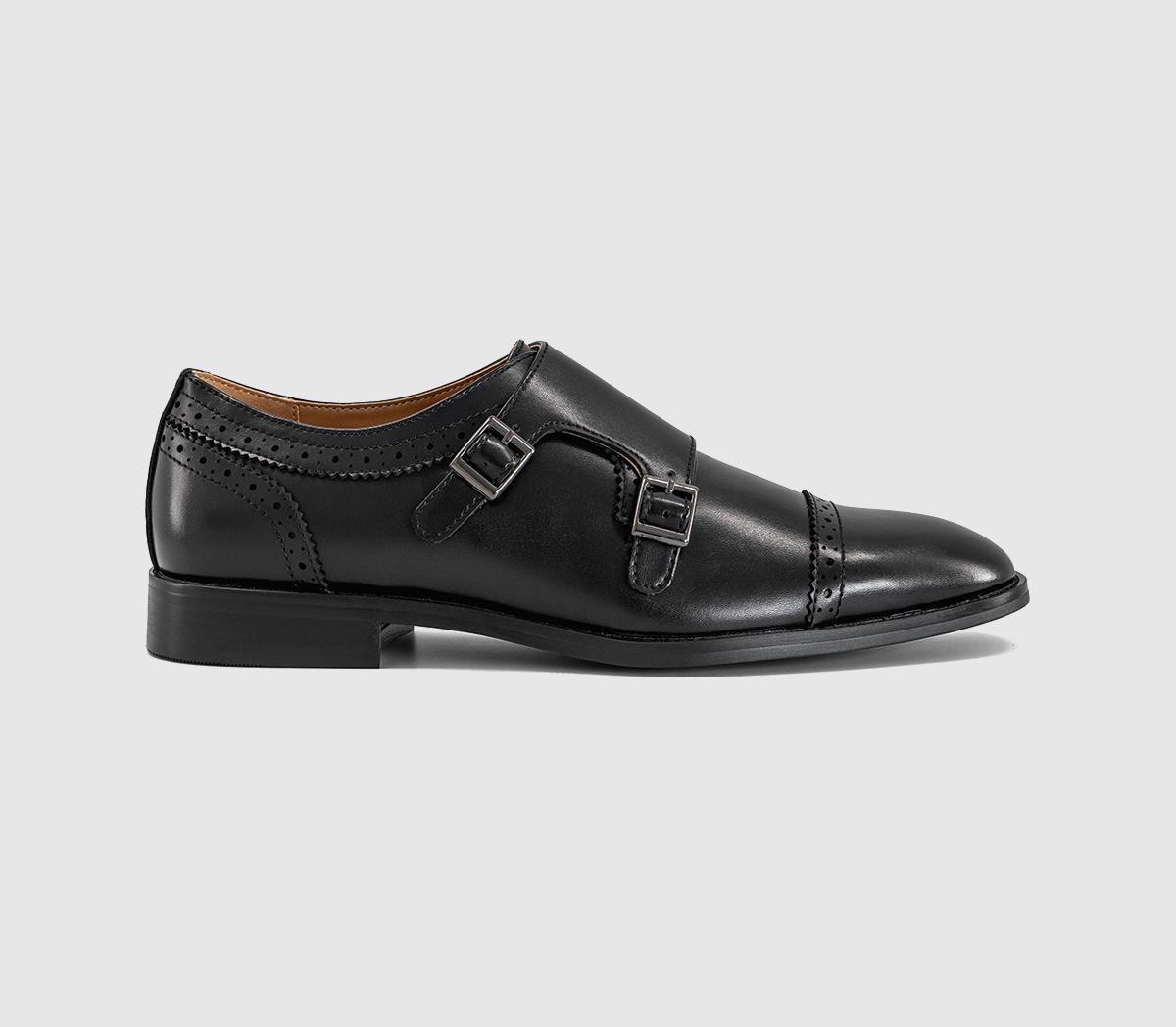 OFFICEMidland Punch Detail Monk Strap Monk Shoes Black
