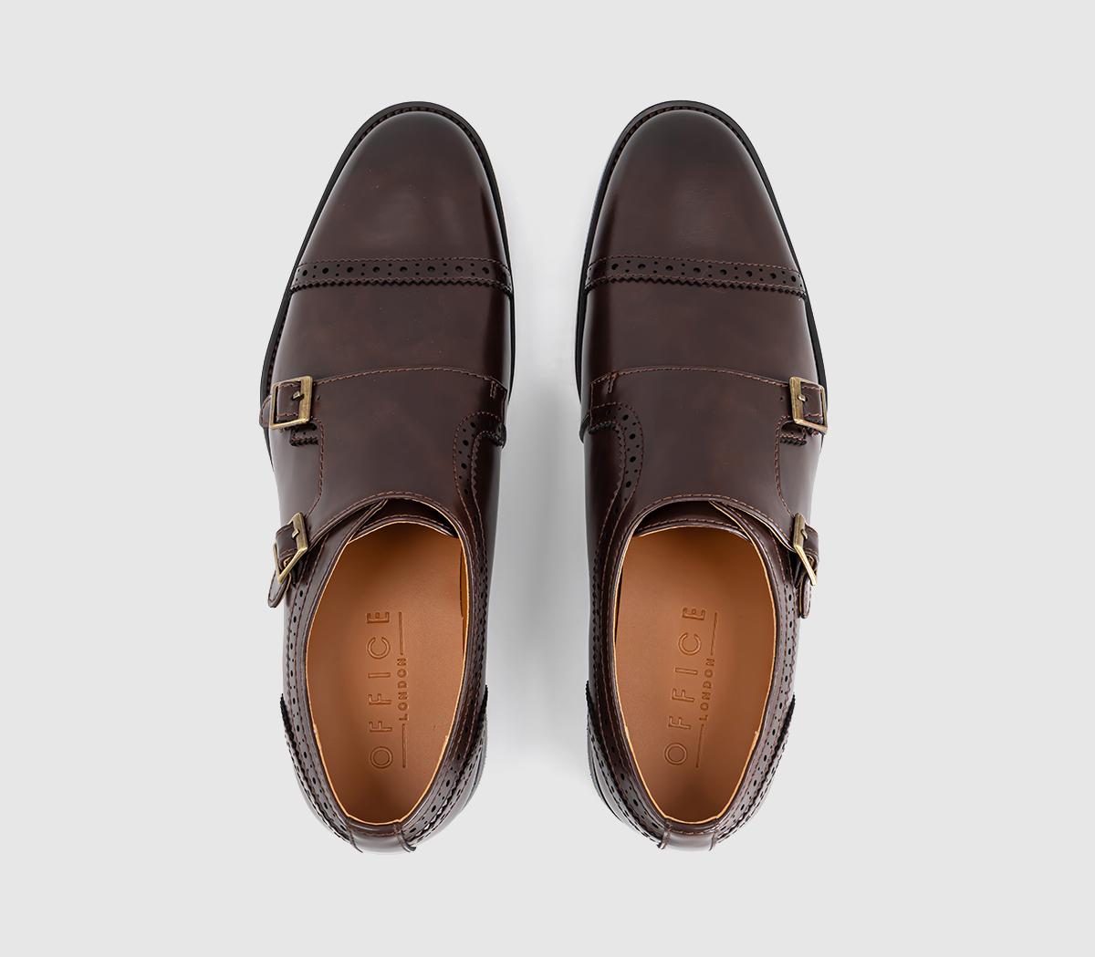 OFFICEMidland Punch Detail Monk Strap Monk Shoes Brown
