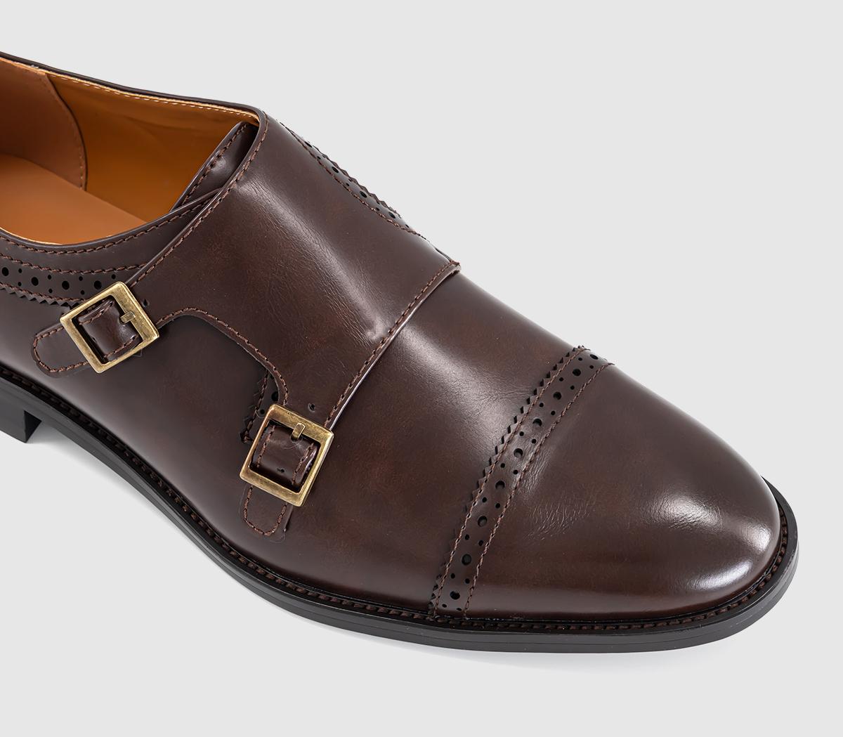 OFFICEMidland Punch Detail Monk Strap Monk Shoes Brown