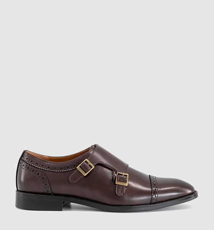 OFFICE Midland Punch Detail Monk Strap Monk Shoes Brown