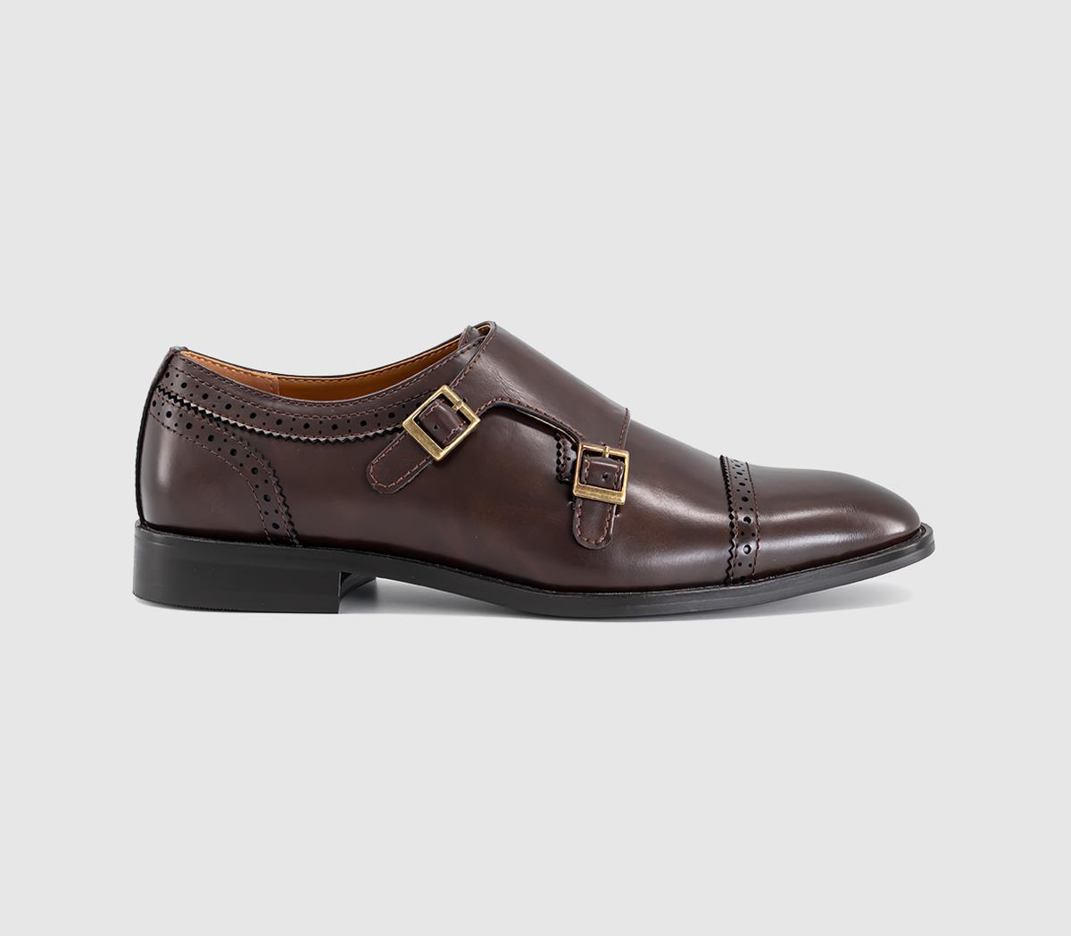 OFFICEMidland Punch Detail Monk Strap Monk Shoes Brown