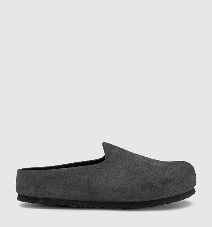 BIRKENSTOCK Amsterdam Wrapped Clogs Charcoal Suede