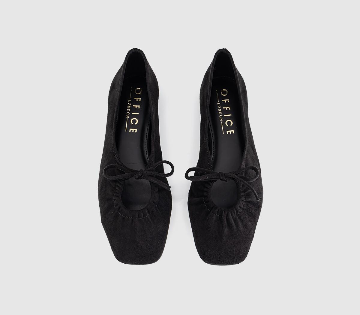 OFFICEFrenzie Key Hole Ballet PumpsBlack Faux Suede