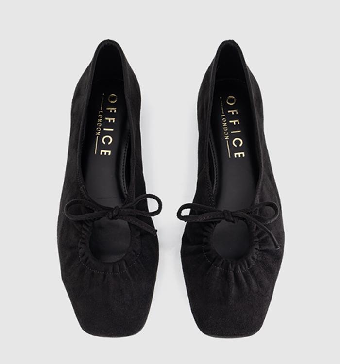 OFFICE Frenzie Key Hole Ballet Pumps Black Faux Suede