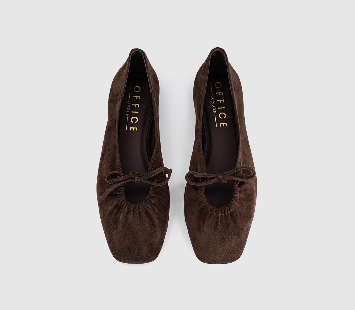 OFFICEFrenzie Key Hole Ballet PumpsBrown Faux Suede