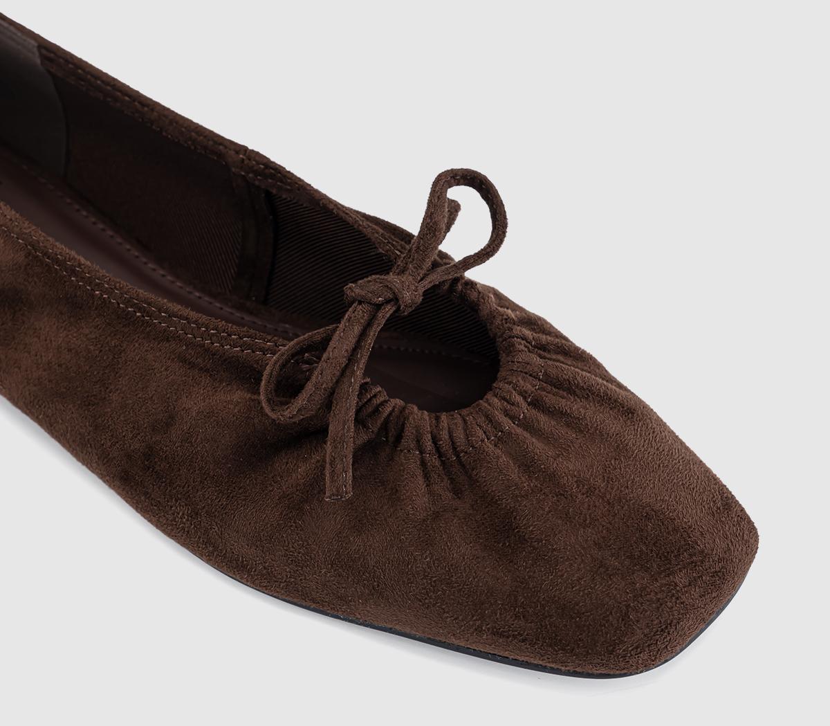 OFFICEFrenzie Key Hole Ballet PumpsBrown Faux Suede