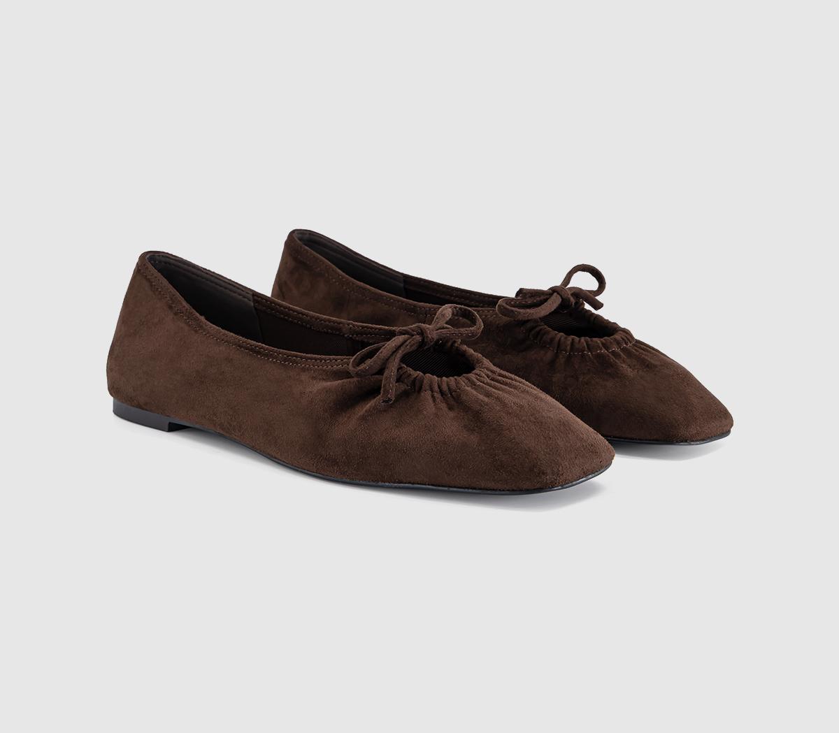 OFFICEFrenzie Key Hole Ballet PumpsBrown Faux Suede