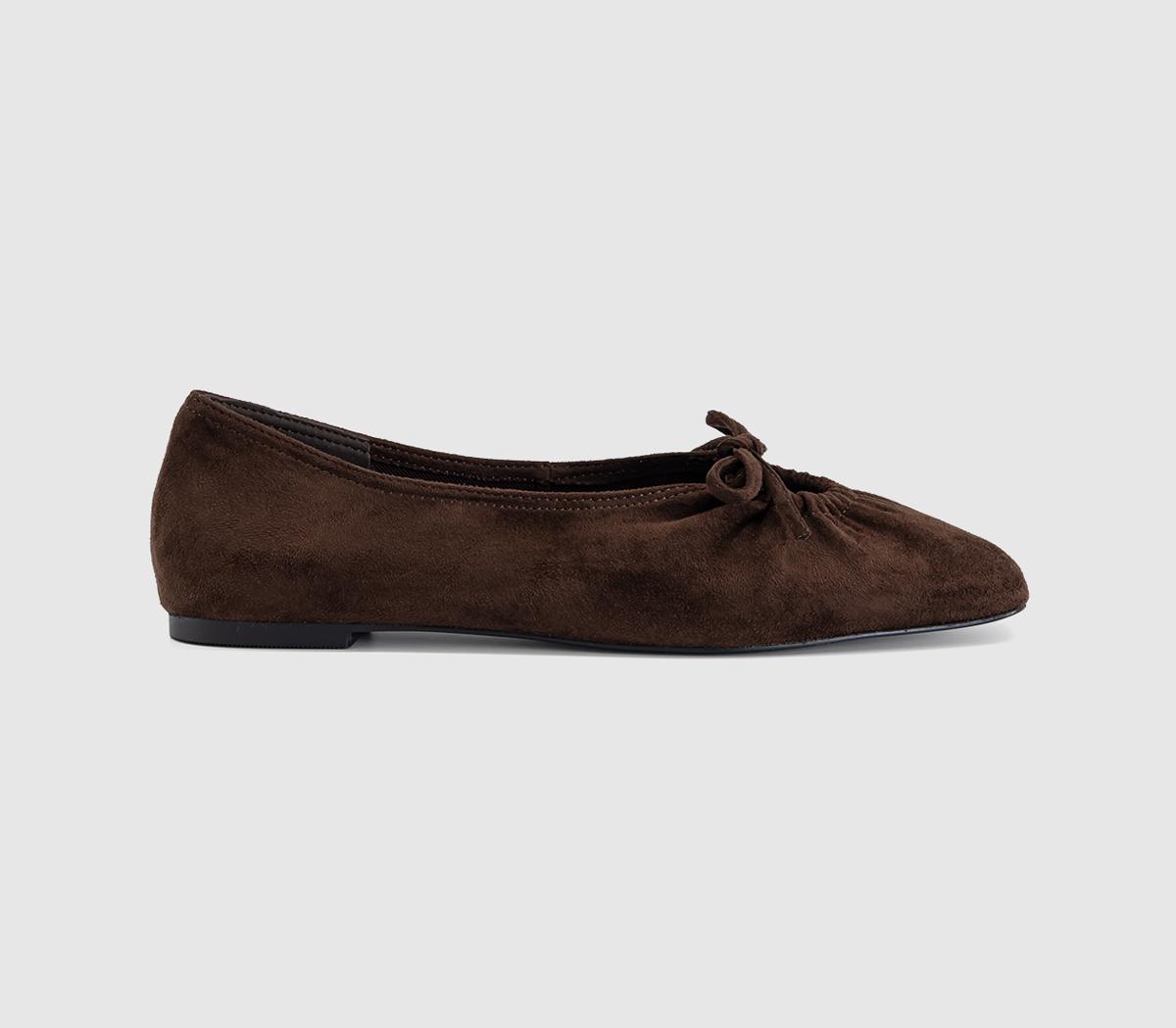 OFFICEFrenzie Key Hole Ballet PumpsBrown Faux Suede