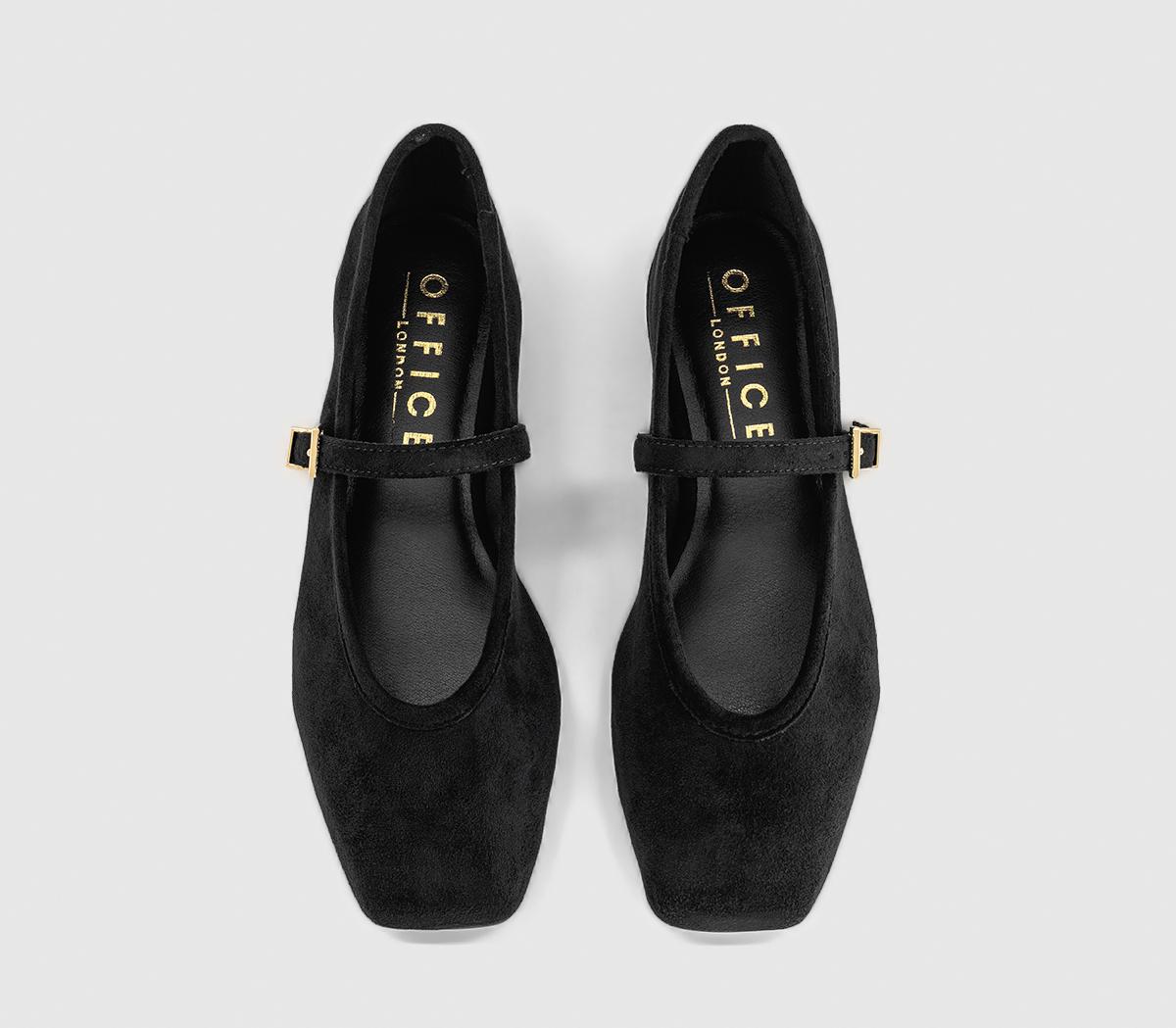 OFFICEFirelight Square Toe One Strap Mary JanesBlack Faux Suede
