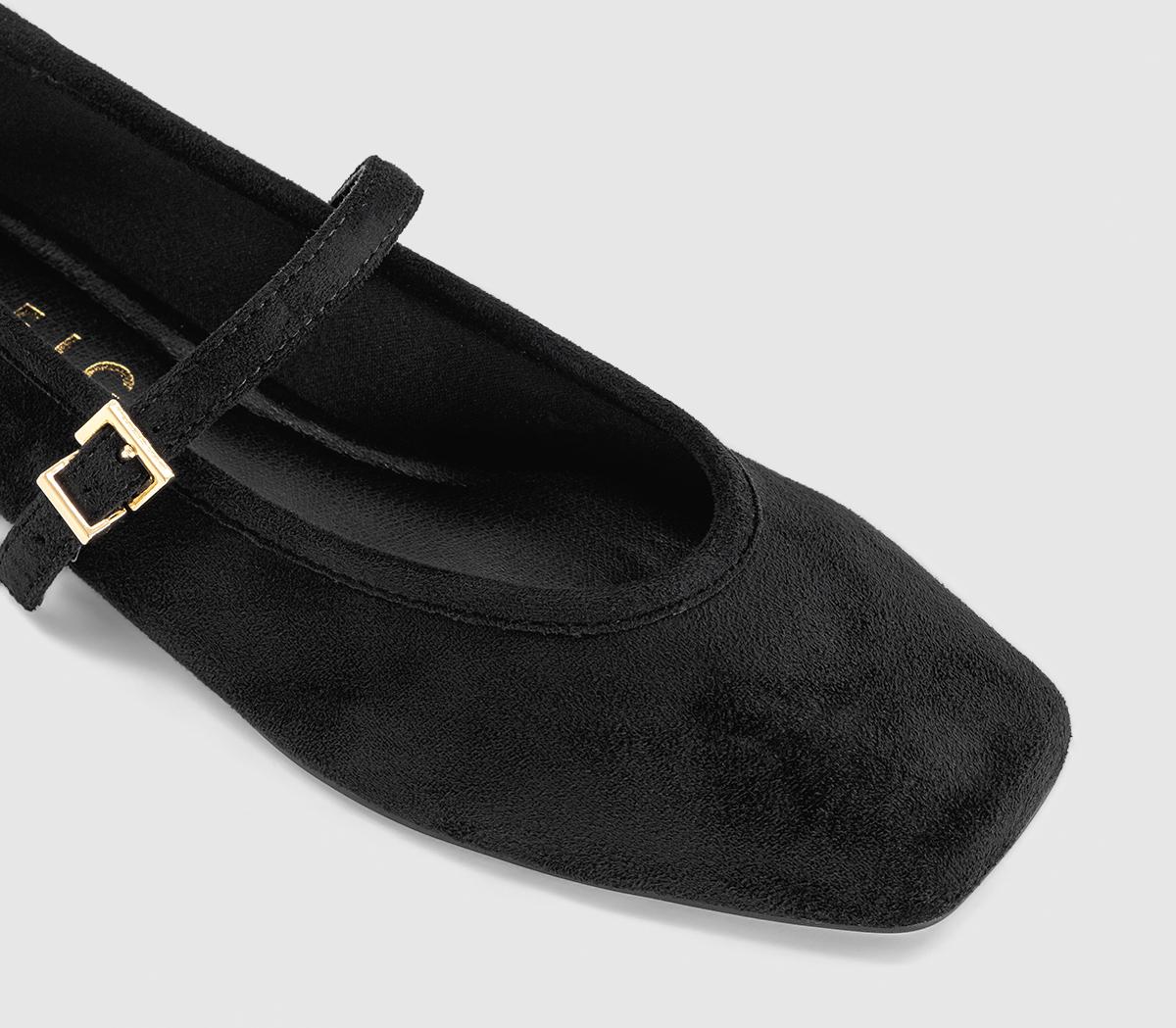 OFFICEFirelight Square Toe One Strap Mary JanesBlack Faux Suede