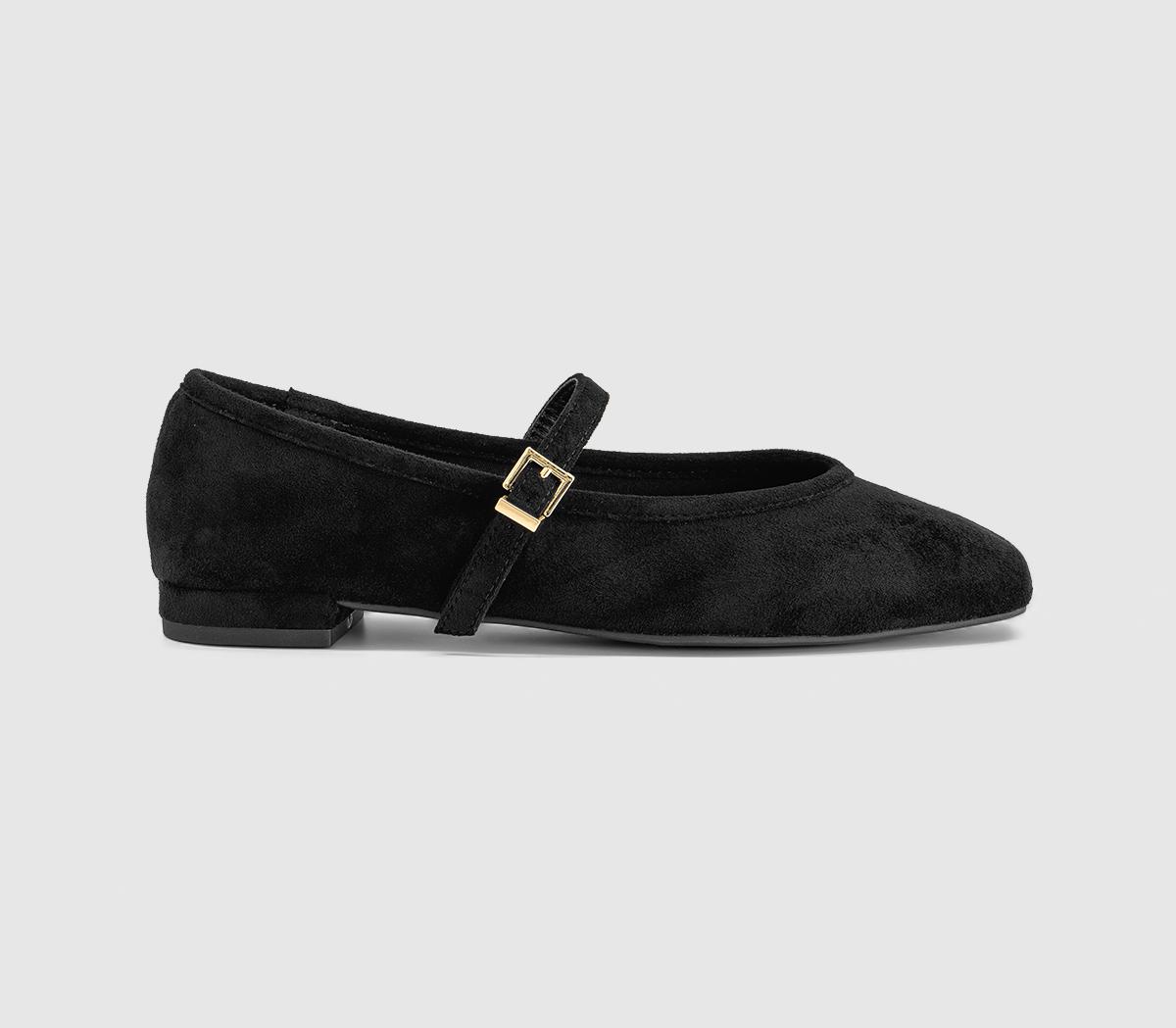 OFFICEFirelight Square Toe One Strap Mary JanesBlack Faux Suede