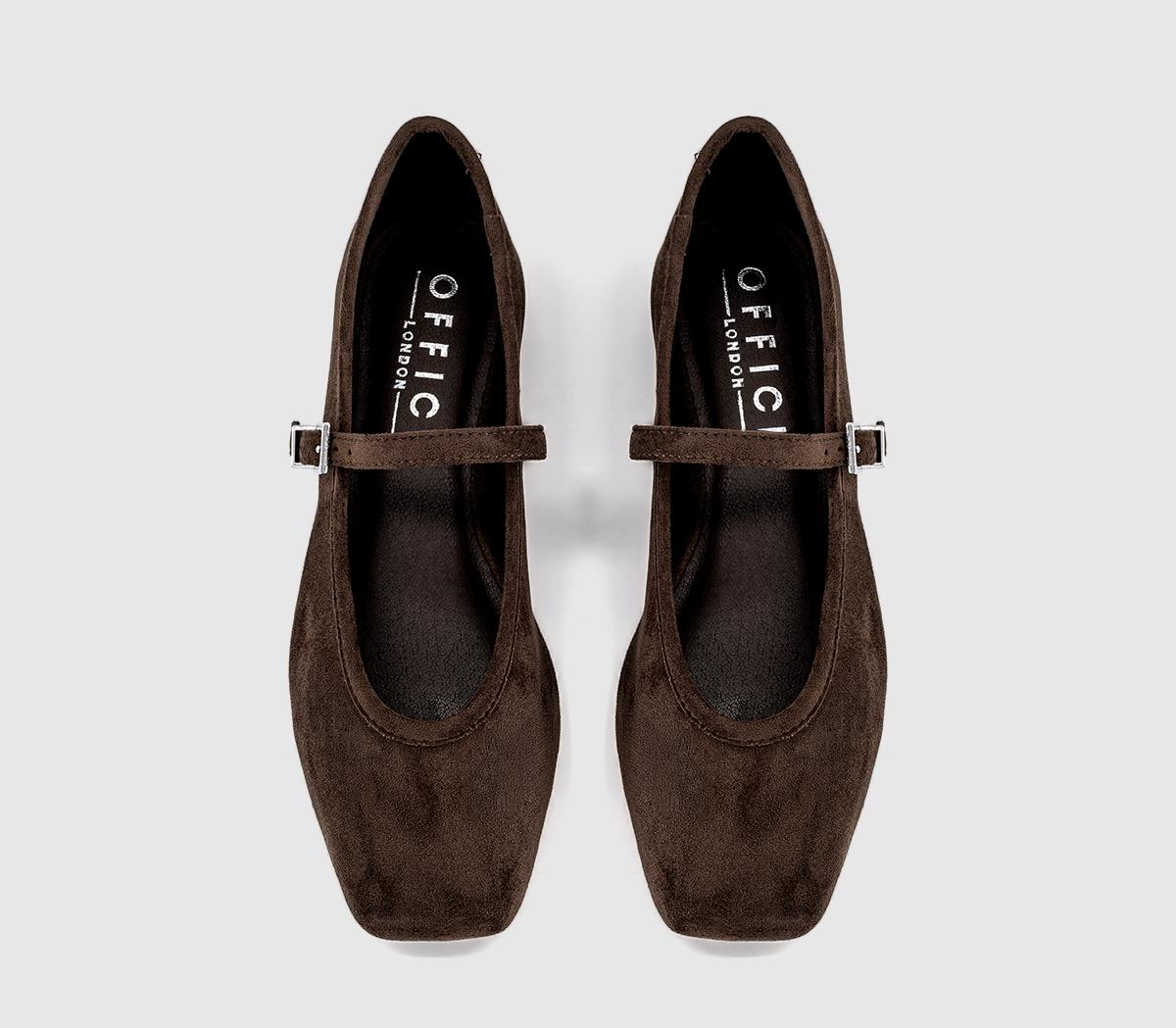 OFFICEFirelight Square Toe One Strap Mary JanesBrown Faux Suede