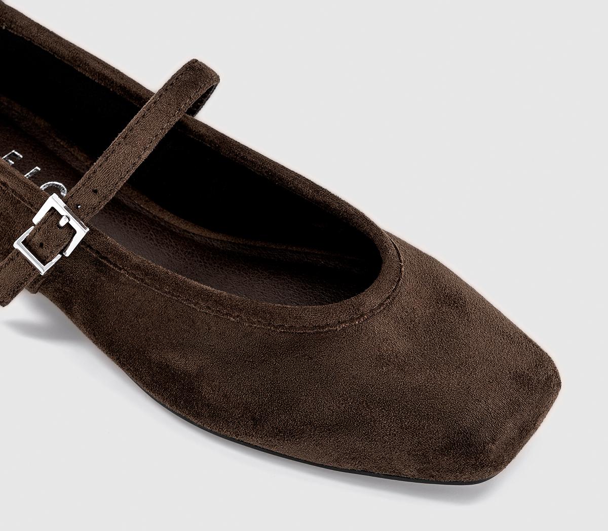 OFFICEFirelight Square Toe One Strap Mary JanesBrown Faux Suede