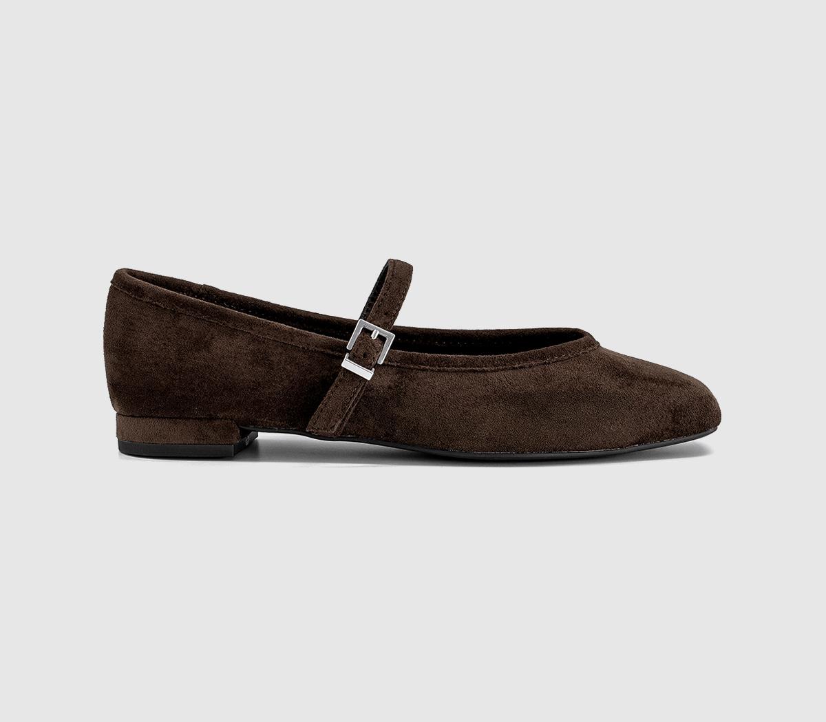 OFFICEFirelight Square Toe One Strap Mary JanesBrown Faux Suede