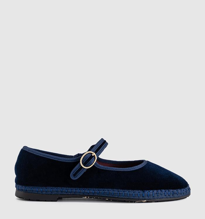 Flabelus Mary Janes Navy Velvet