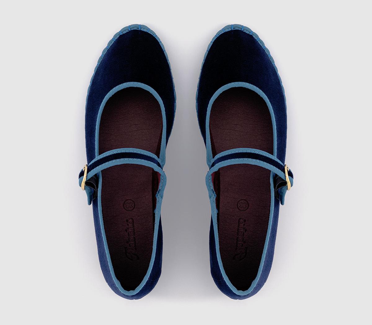 FlabelusMary JanesNavy Blue Velvet