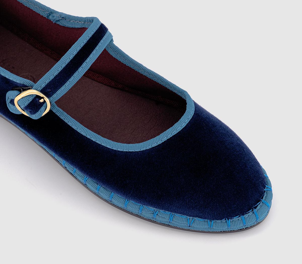 FlabelusMary JanesNavy Blue Velvet