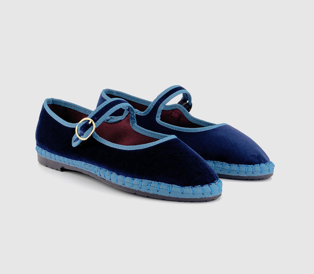 FlabelusMary JanesNavy Blue Velvet