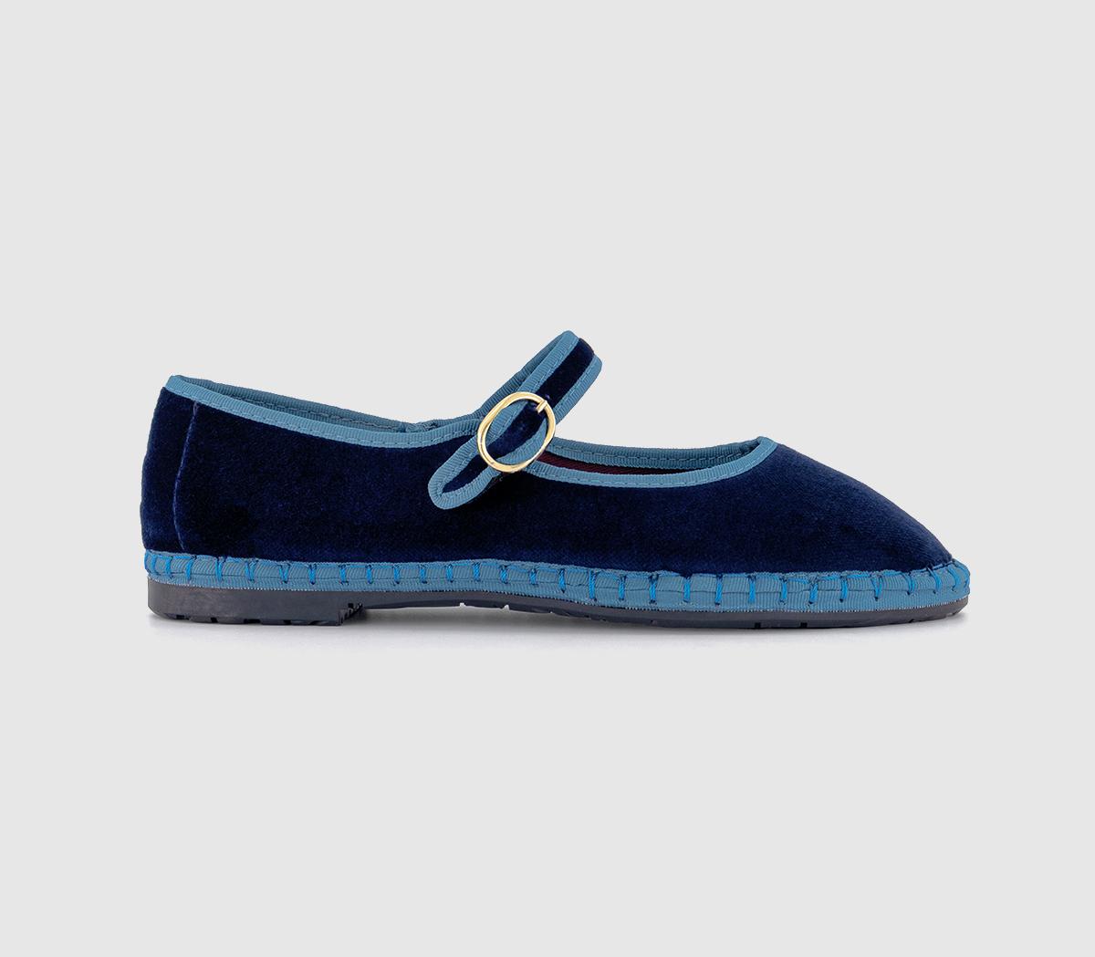 FlabelusMary JanesNavy Blue Velvet