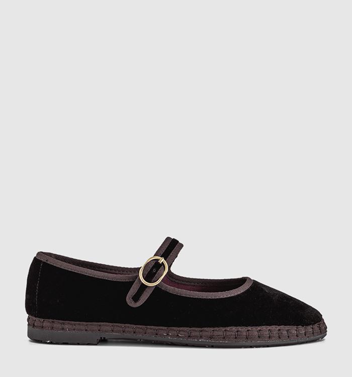 Flabelus Mary Janes Brown Velvet