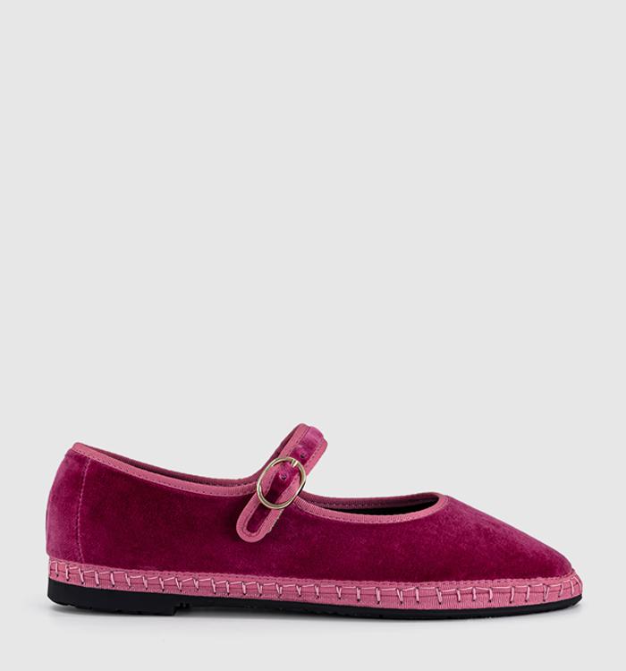 Flabelus Mary Janes Pink Velvet