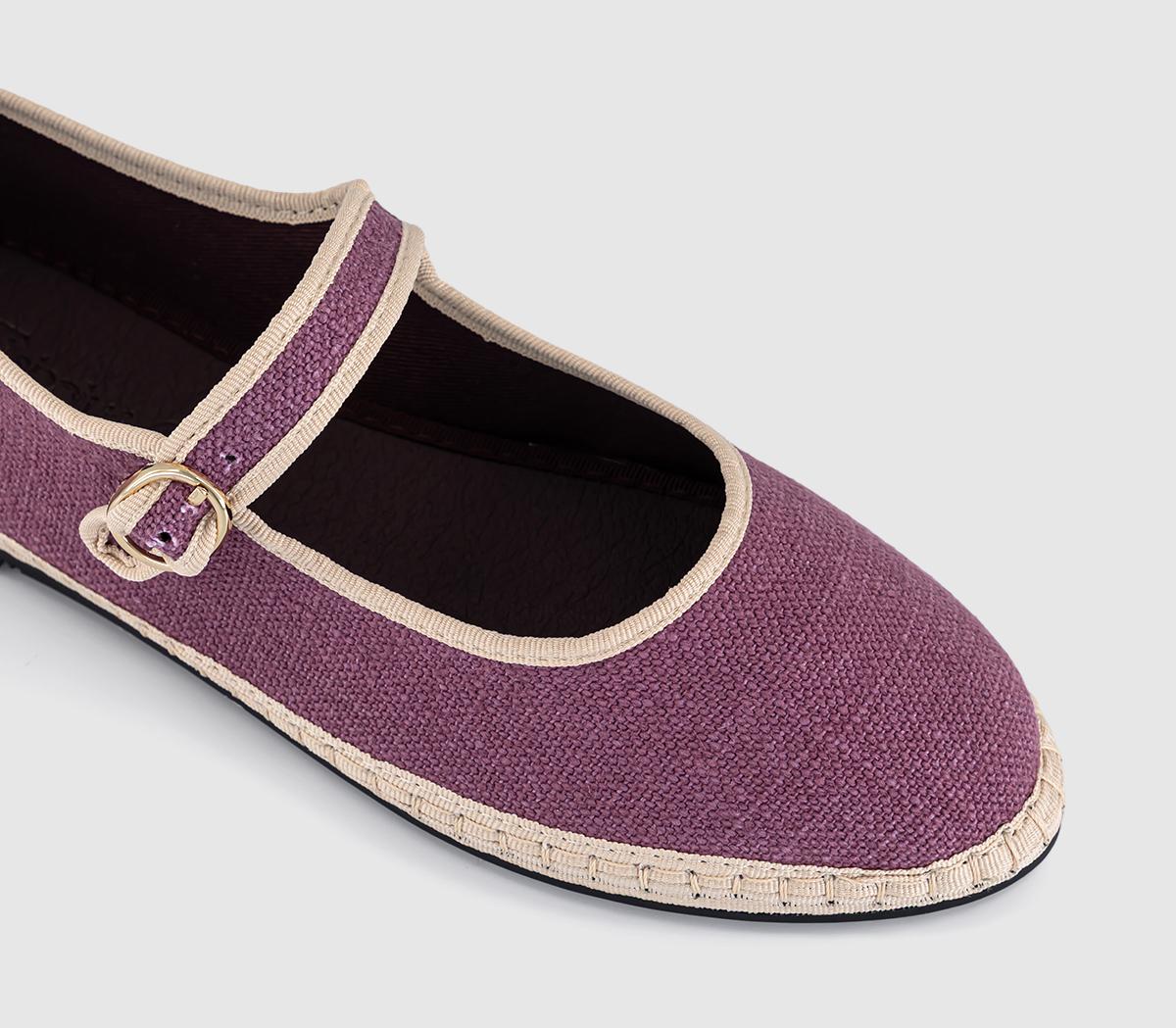 FlabelusMary Janes LinenPink White Linen
