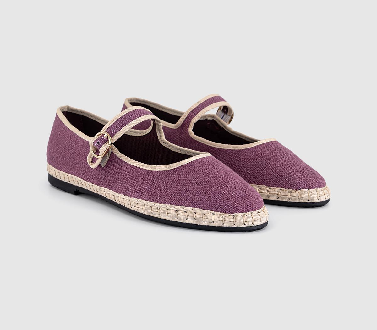 FlabelusMary Janes LinenPink White Linen