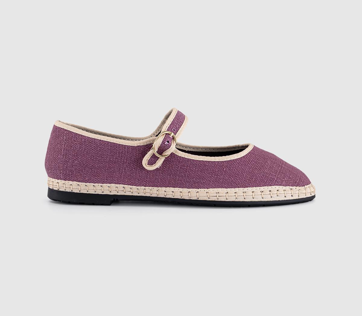 FlabelusMary Janes LinenPink White Linen