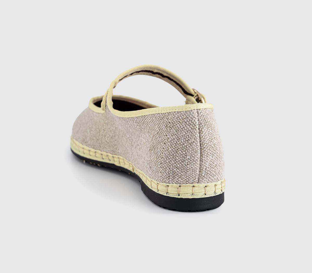 FlabelusMary Janes Linen Beige Yellow Linen