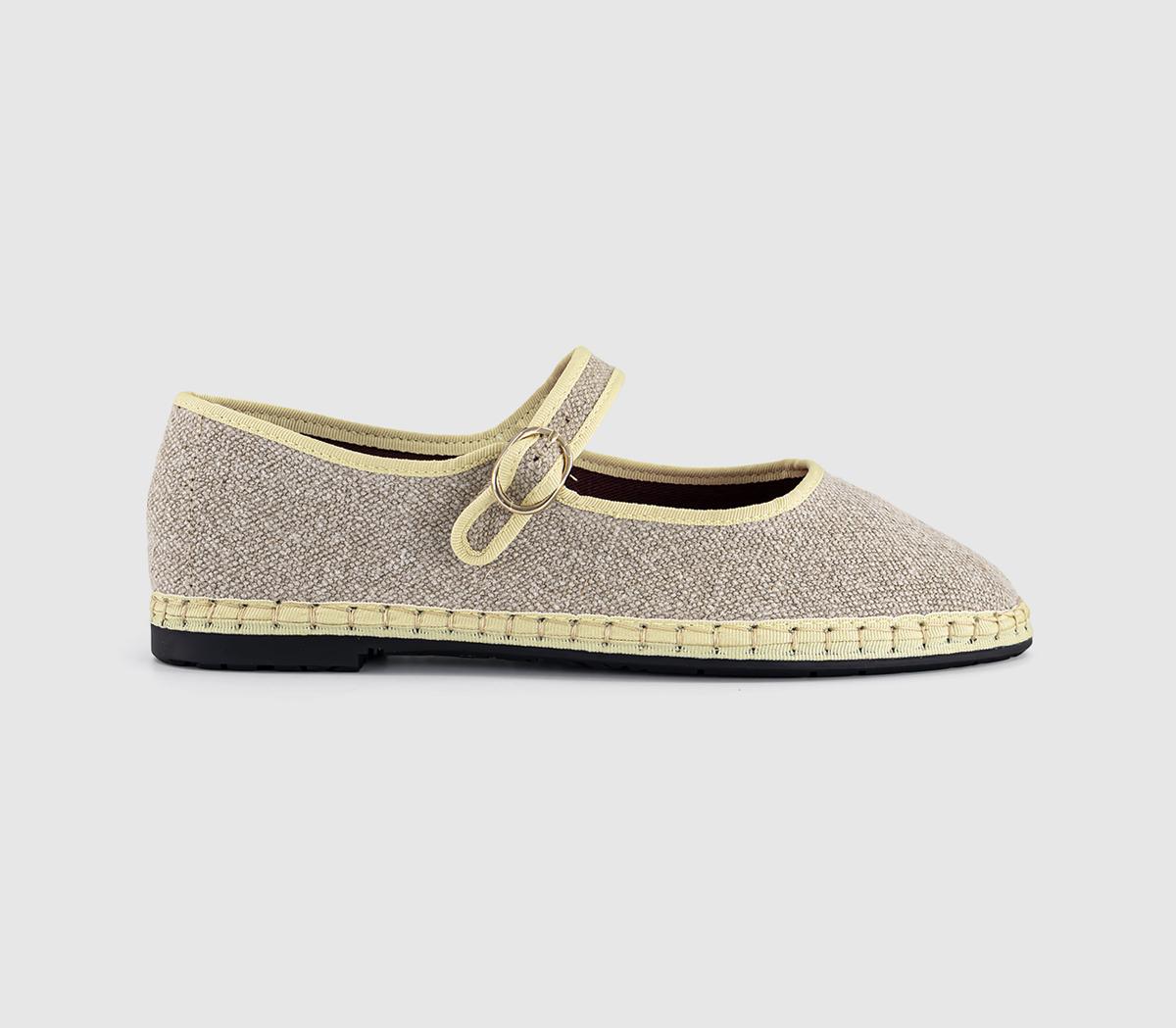 FlabelusMary Janes Linen Beige Yellow Linen