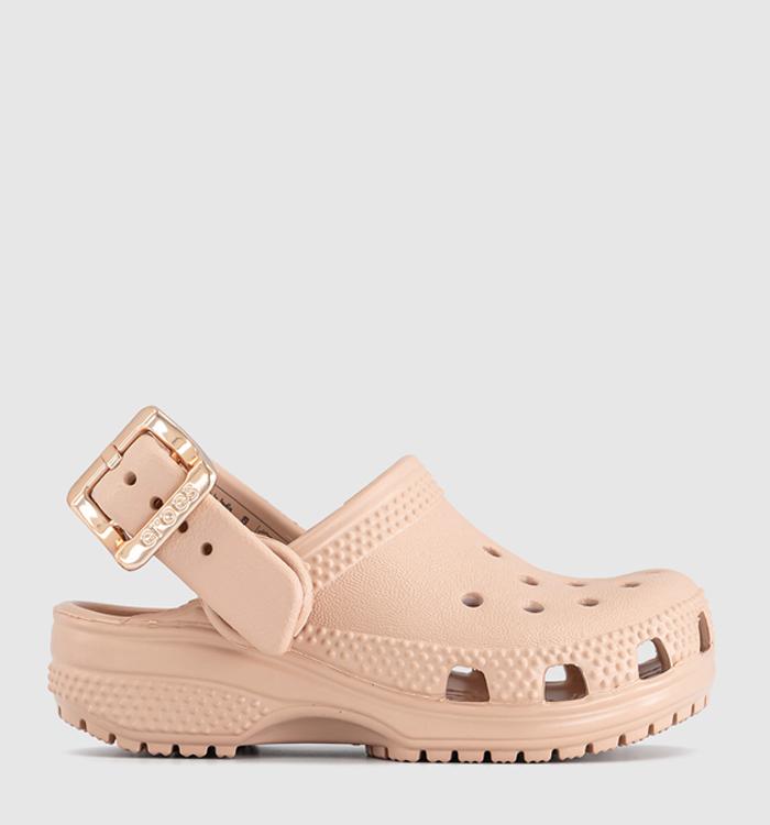 Crocs Classic Metallic Buckle Toddler Clogs Blush