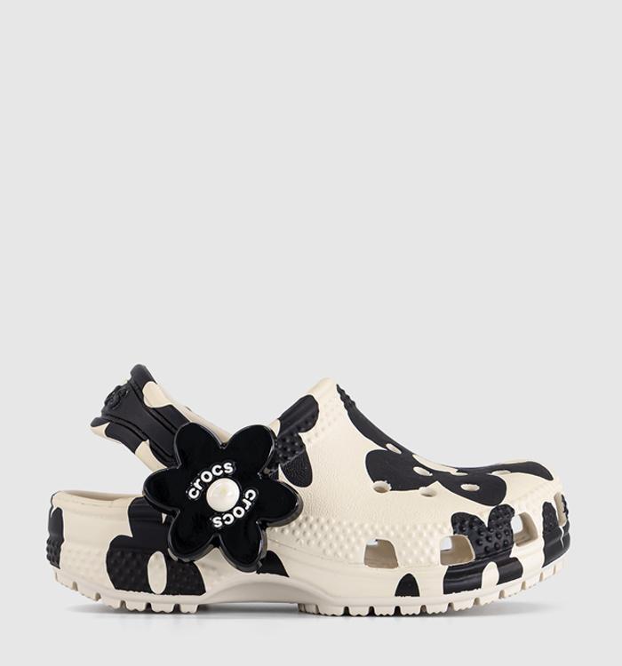 Crocs Classic Pop Petals Toddler Clogs Summit White Black