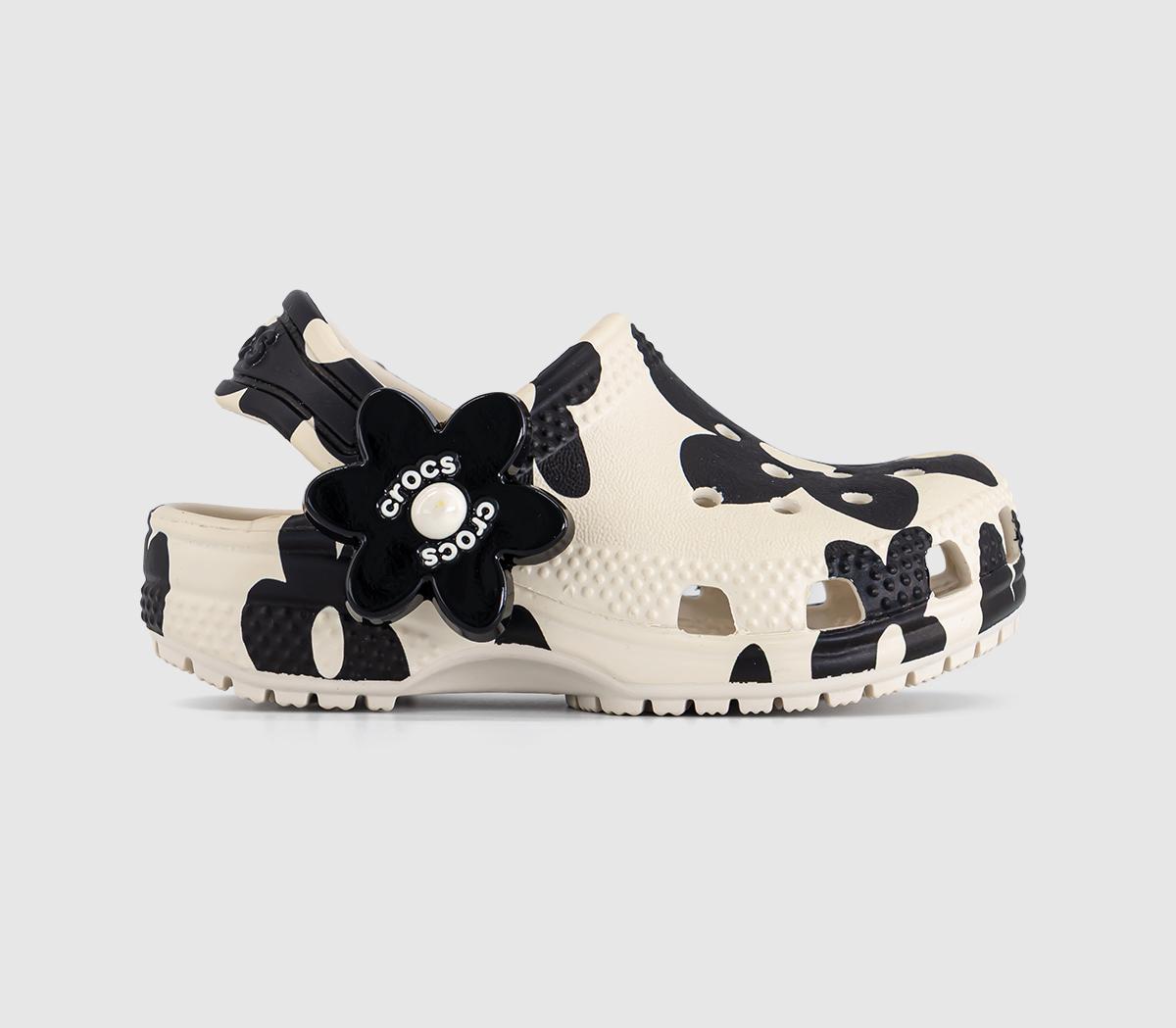 Crocs Classic Pop Petals Toddler Clogs Summit Black White in Kids  Size 7, Office Shoes