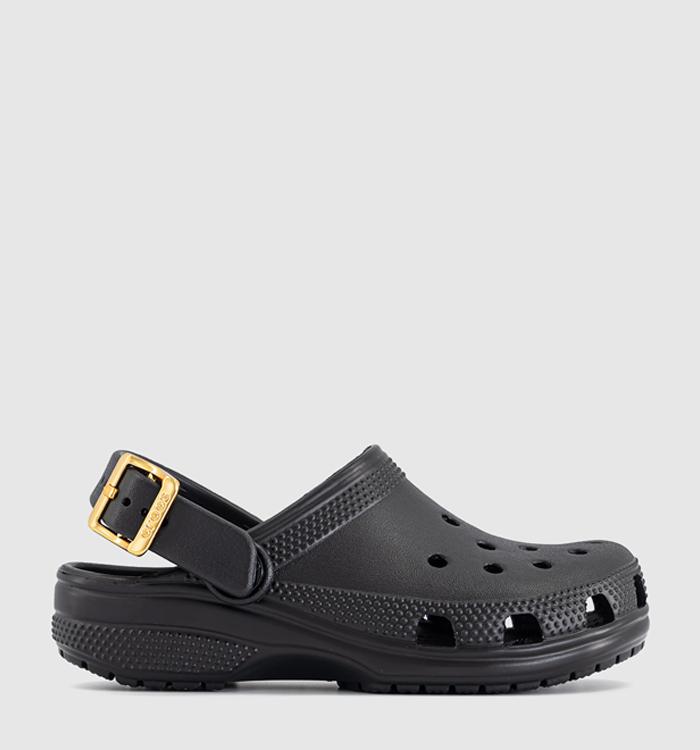 Crocs Classic Metallic Buckle Kids Clogs Black