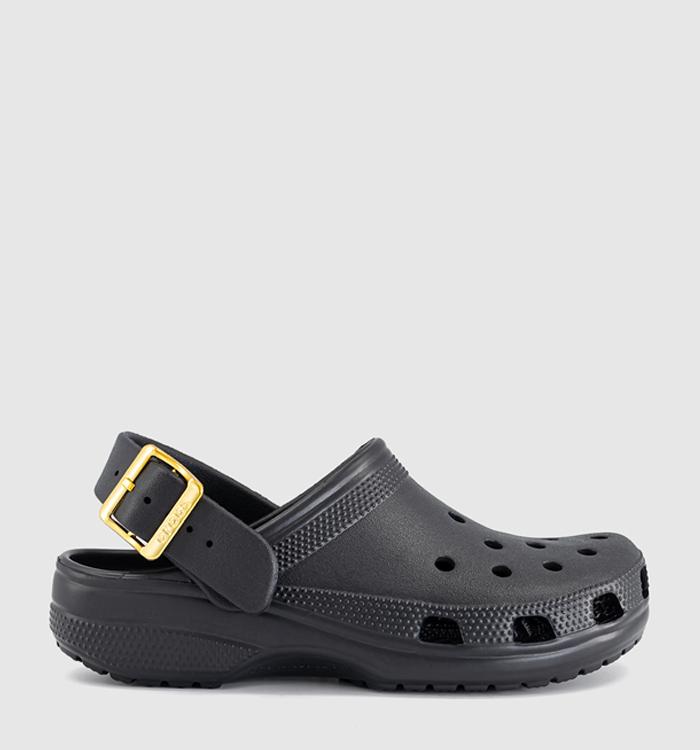 Crocs Classic Metallic Buckle Clogs Black