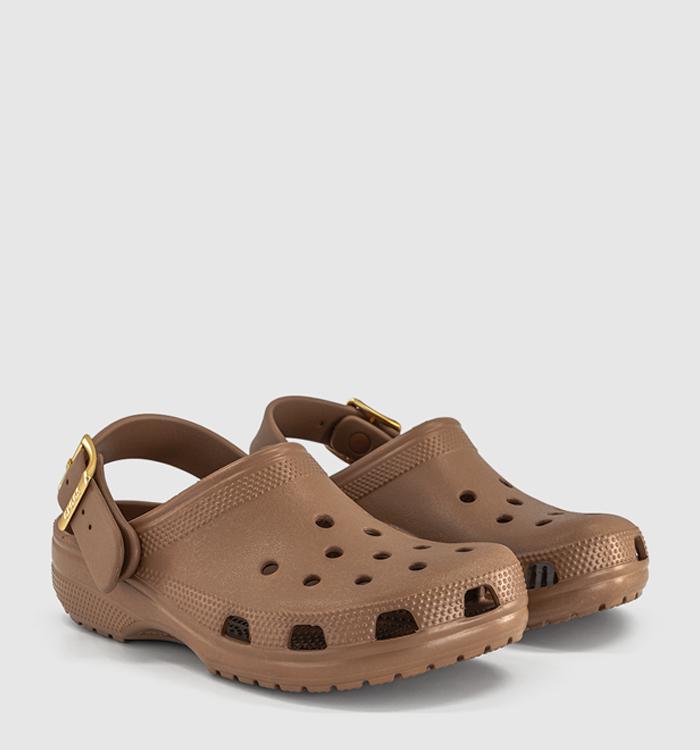 Crocs Classic Metallic Buckle Clogs Sepia