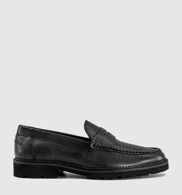 OFFICE Chatham Chunky Saddle Loafers Black Leather