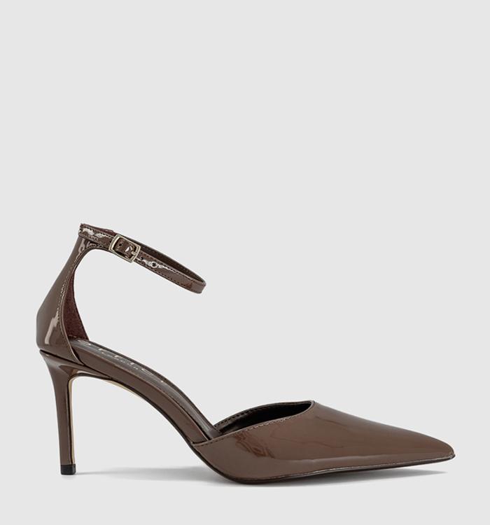 OFFICE Headline Two Part Court Heels Brown Patent