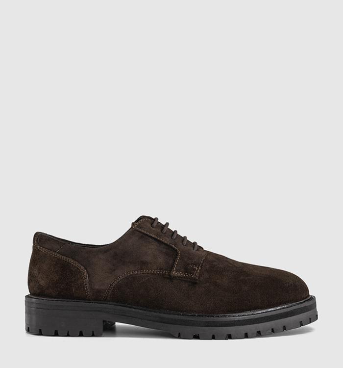 OFFICE Canterbury Chunky Lace Up Derby Shoes Brown Suede