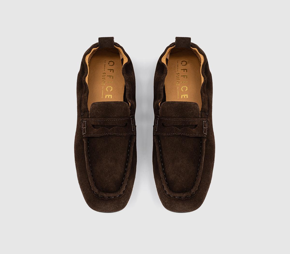 OFFICEFondant Square Toe Ruched LoafersBrown Suede