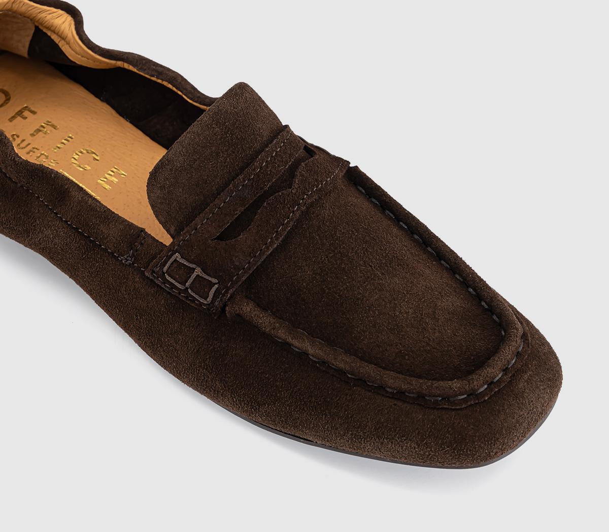 OFFICEFondant Square Toe Ruched LoafersBrown Suede