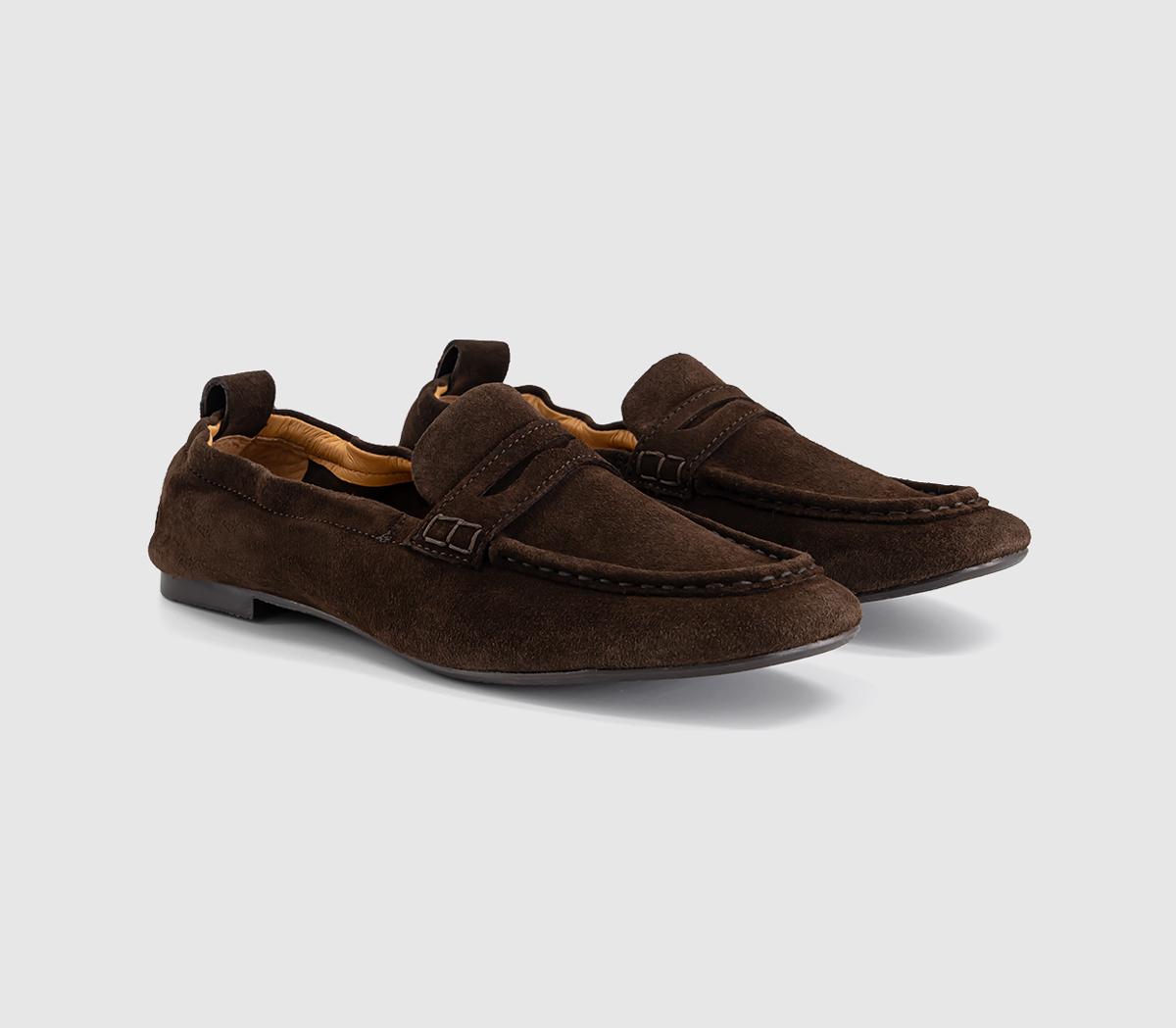 OFFICEFondant Square Toe Ruched LoafersBrown Suede