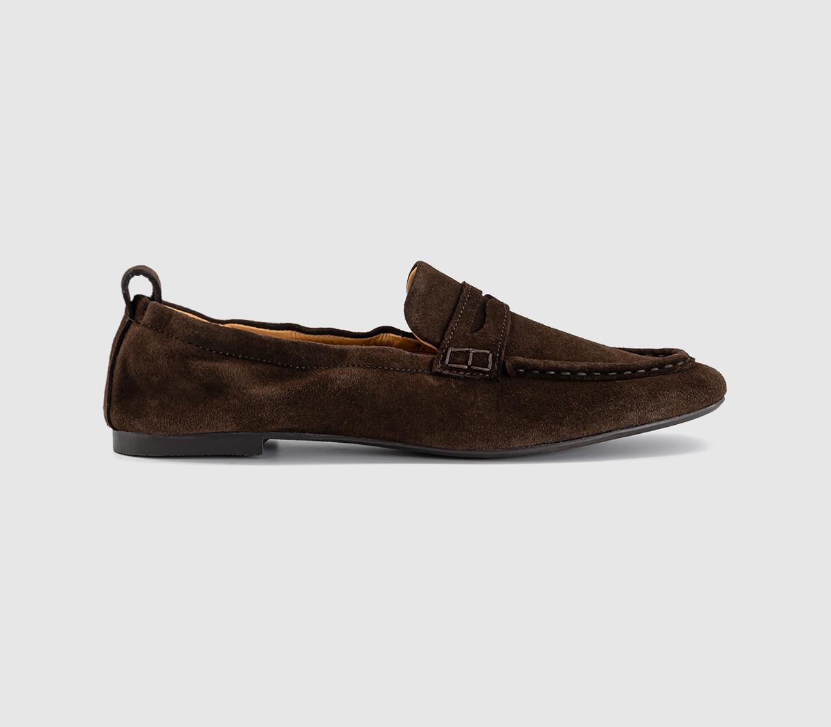 OFFICEFondant Square Toe Ruched LoafersBrown Suede