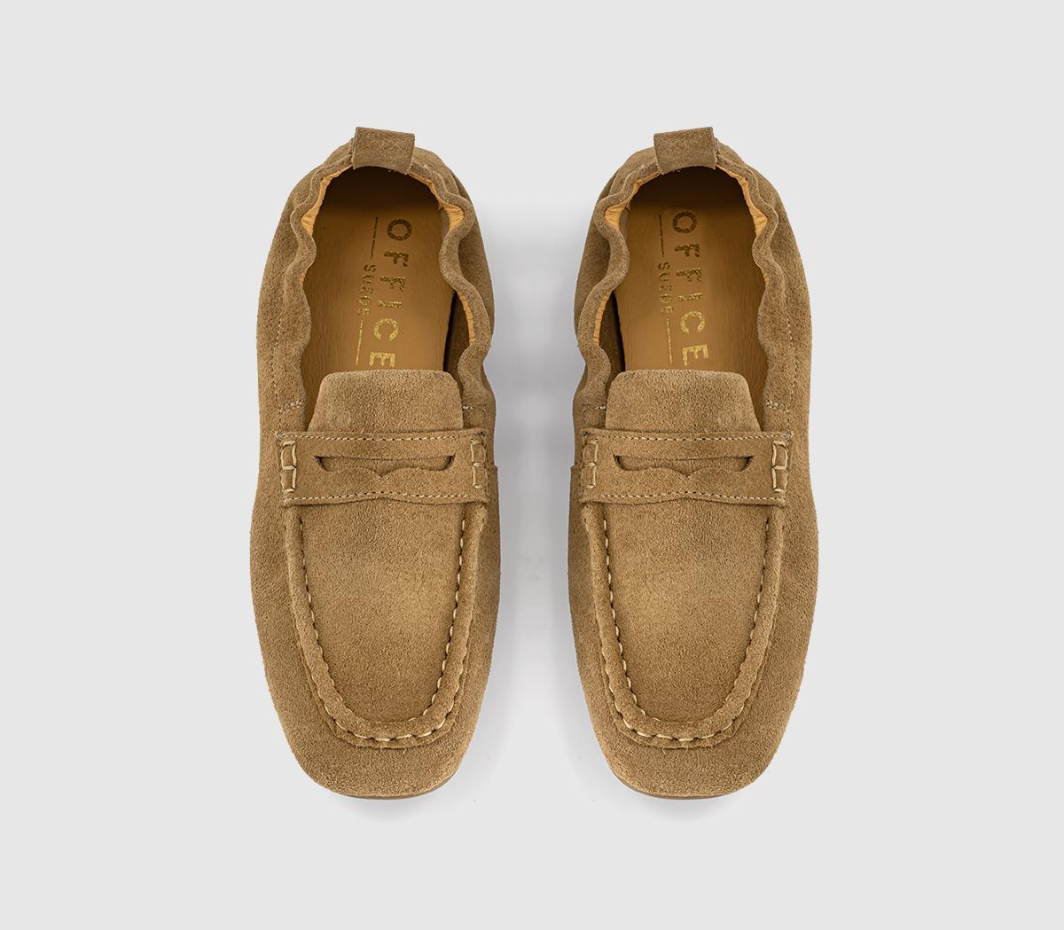 OFFICEFondant Square Toe Ruched LoafersTaupe Suede