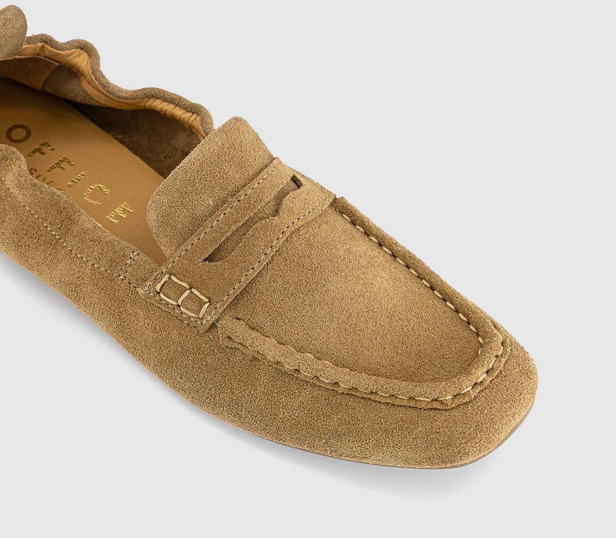 OFFICEFondant Square Toe Ruched LoafersTaupe Suede