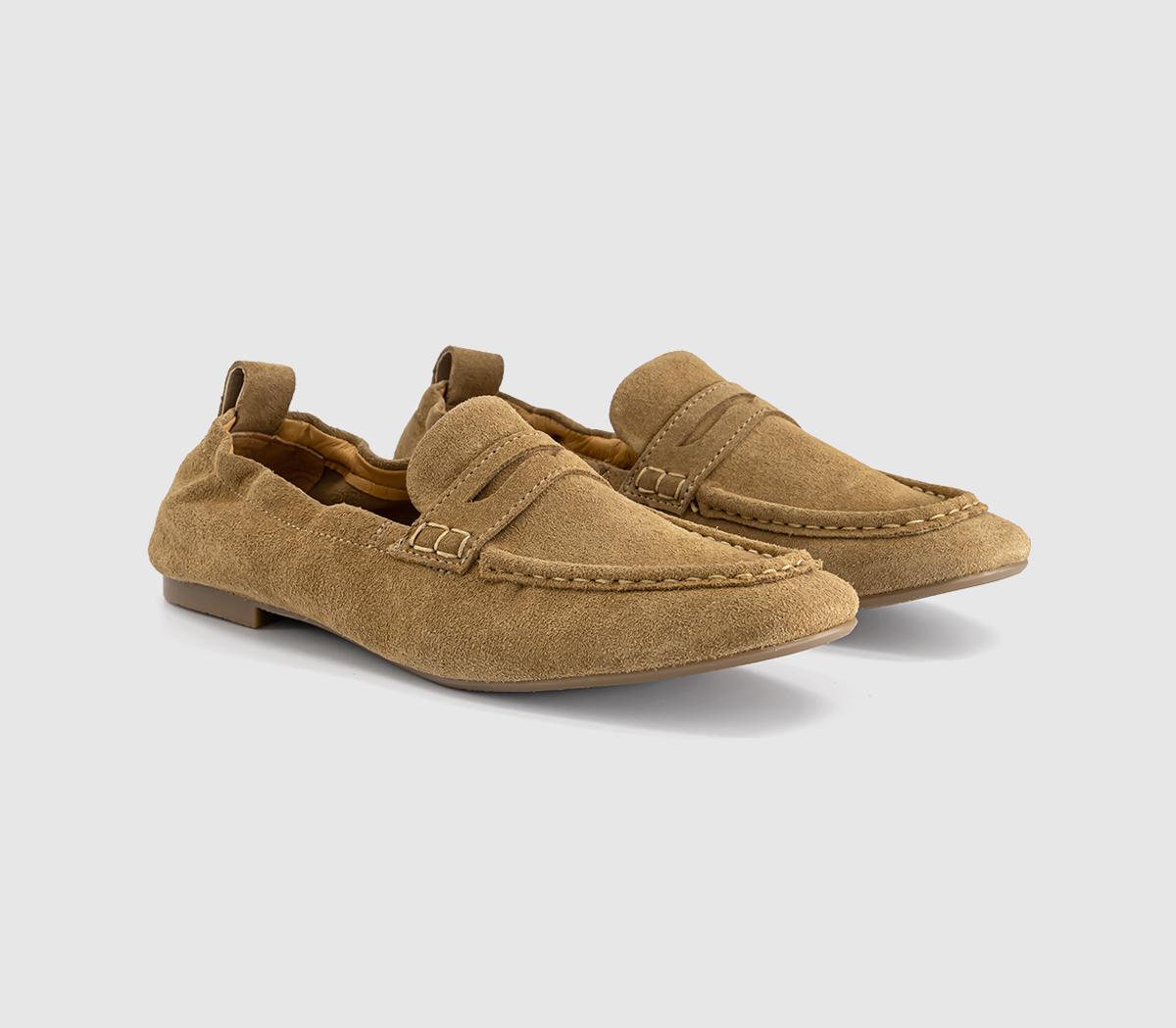 OFFICEFondant Square Toe Ruched LoafersTaupe Suede
