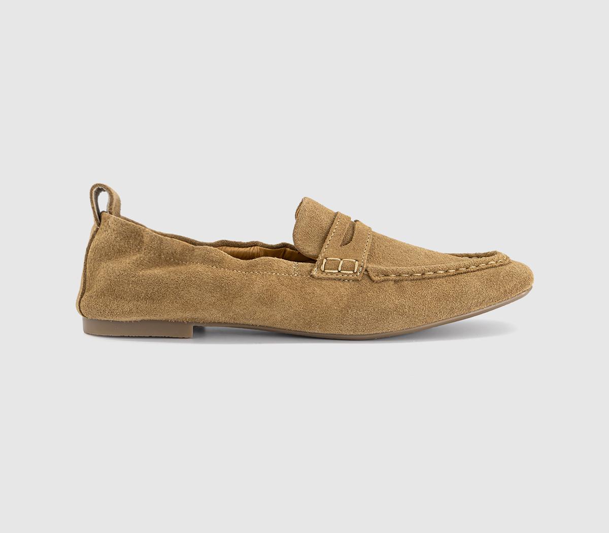 OFFICEFondant Square Toe Ruched LoafersTaupe Suede