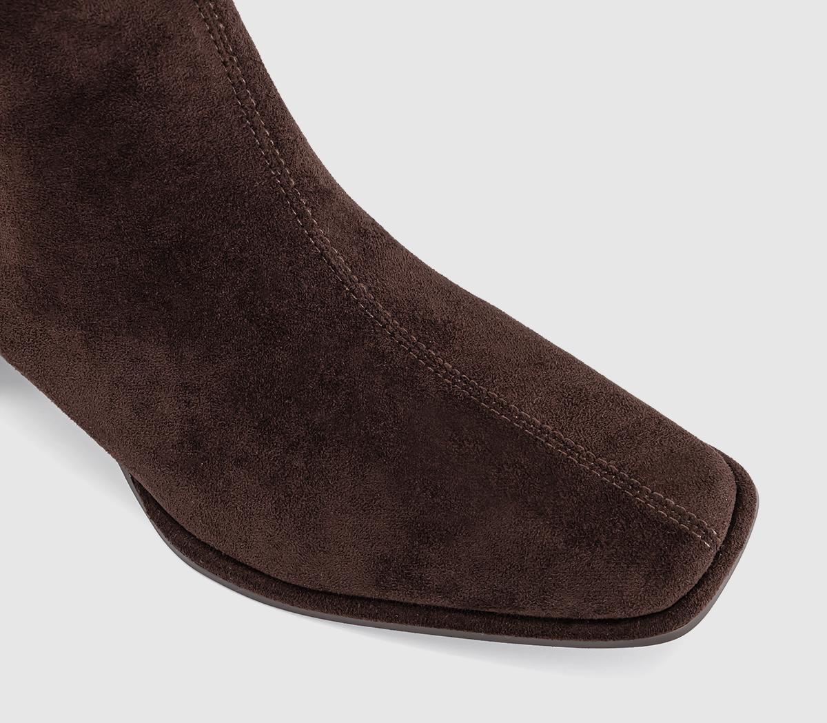 OFFICEAngelique Block Heel Stretch Ankle BootsBrown Faux Suede