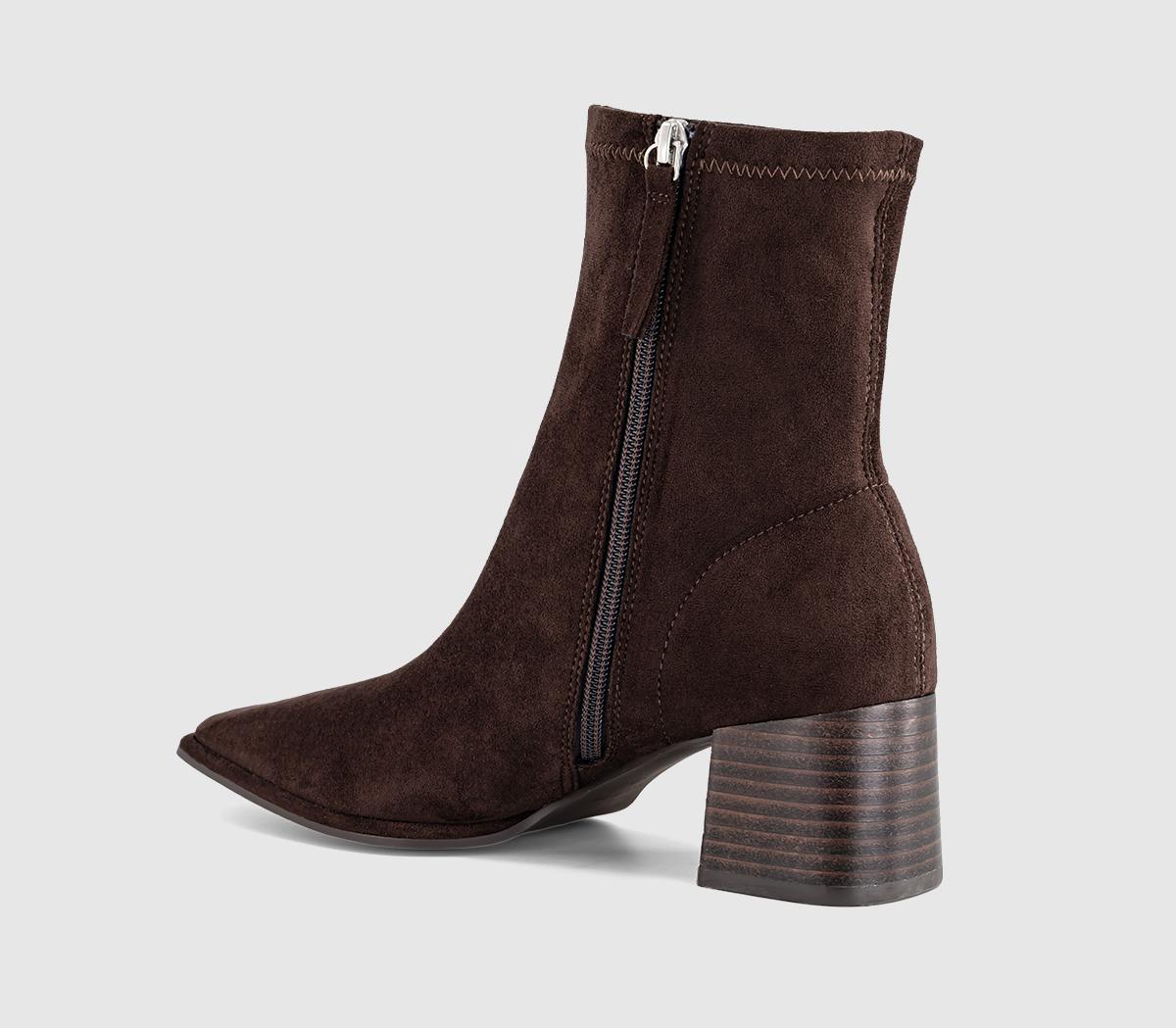 OFFICEAngelique Block Heel Stretch Ankle BootsBrown Faux Suede