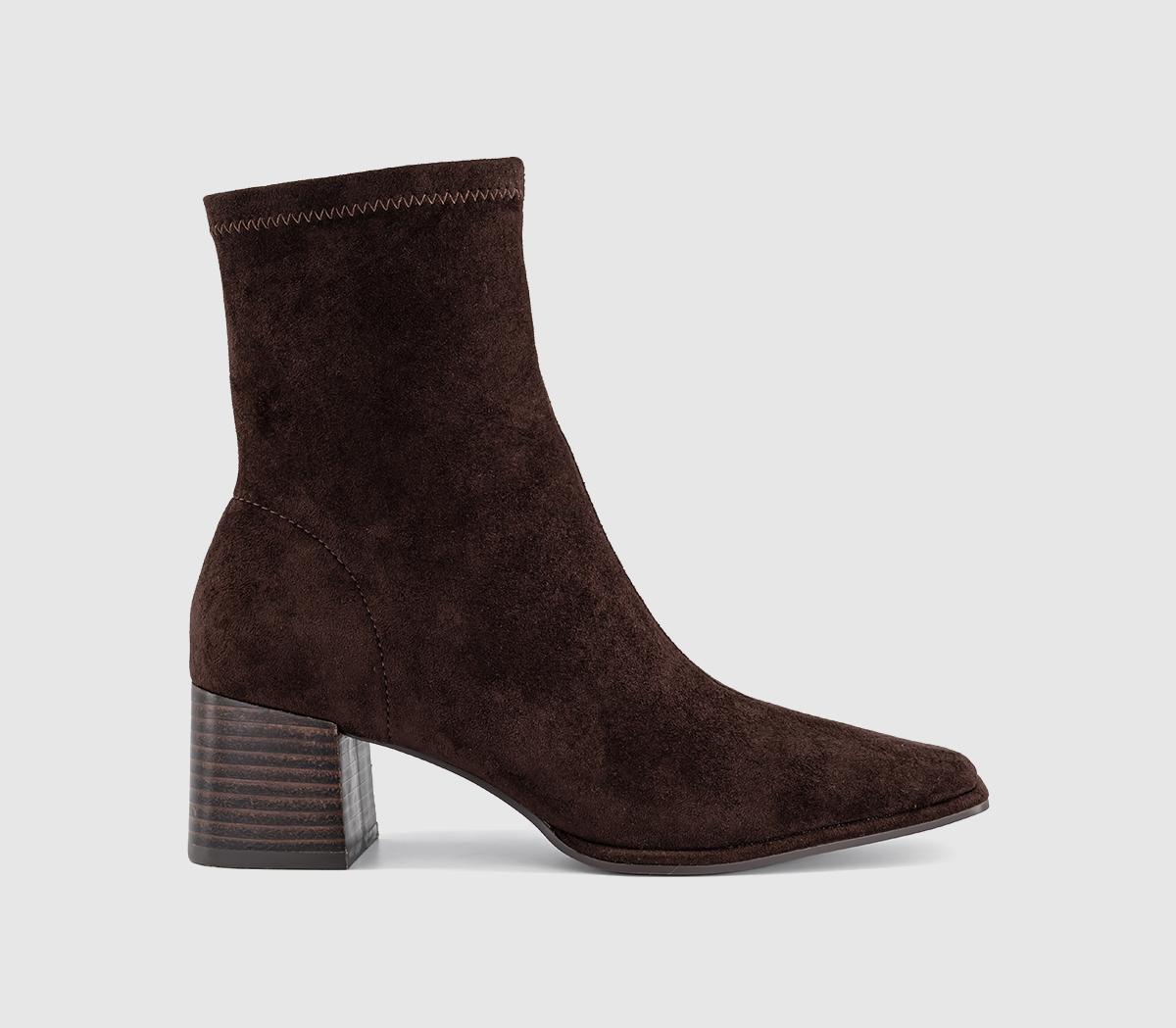 OFFICEAngelique Block Heel Stretch Ankle BootsBrown Faux Suede